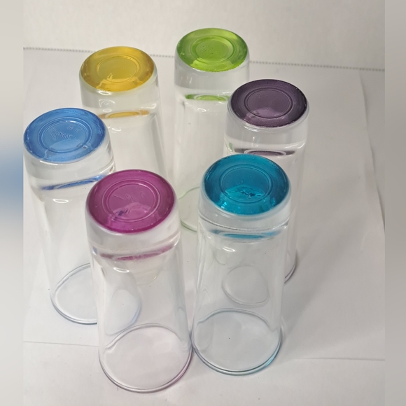 6 Crisa Heavy Bottom Colored Double Shot Glasses, Heavy Bottom Colored. - Picture 7 of 9